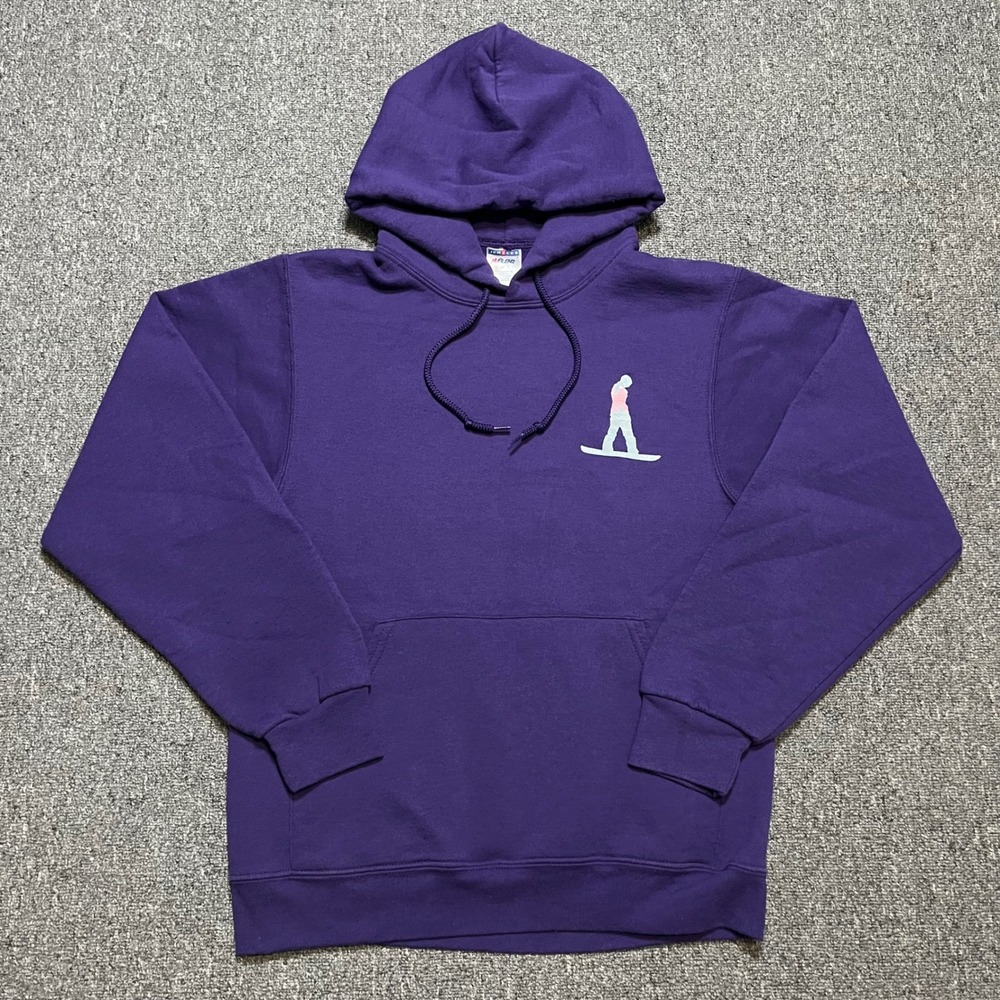 Jerzees Purple Ride Like A Girl Snowboarder‎ Hoodie Sweatshirt Size S